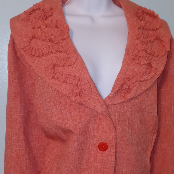 T. Milano Woman Jacket Coral Color 4 Buttons 100% Polyester - Picture 4 of 8